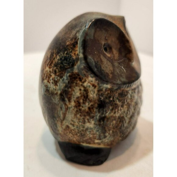 Vintage Ceramic Marbled Brown Mid-Century Modern Owlet Figurine - Picture 8 of 11